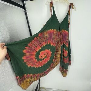 NEW ARAVAY Tie Dye Butterfly Jumpsuit One Piece Hippie Festival Colorful Rainbow